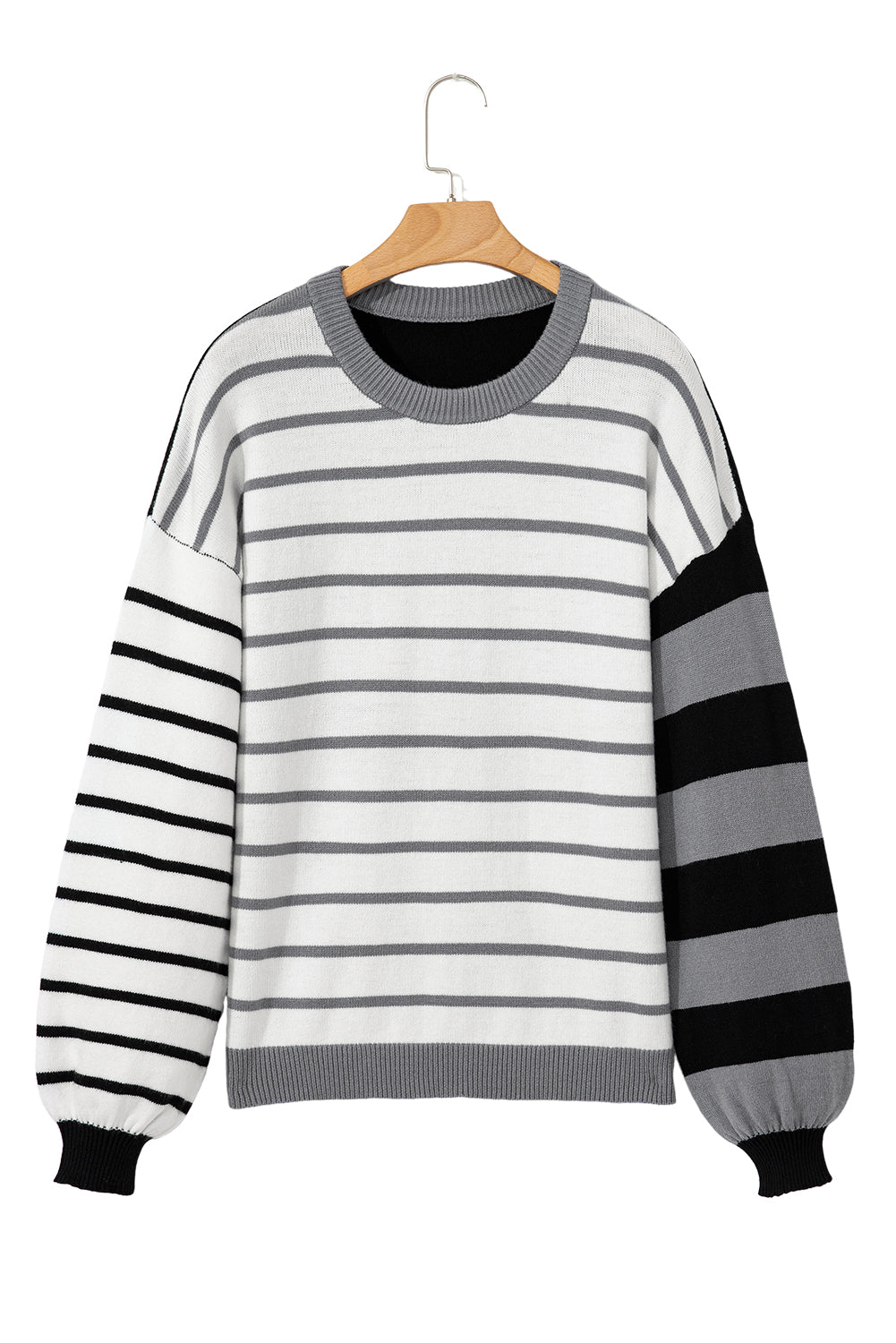 Orange Striped Colorblock Pullover Sweater - Roses