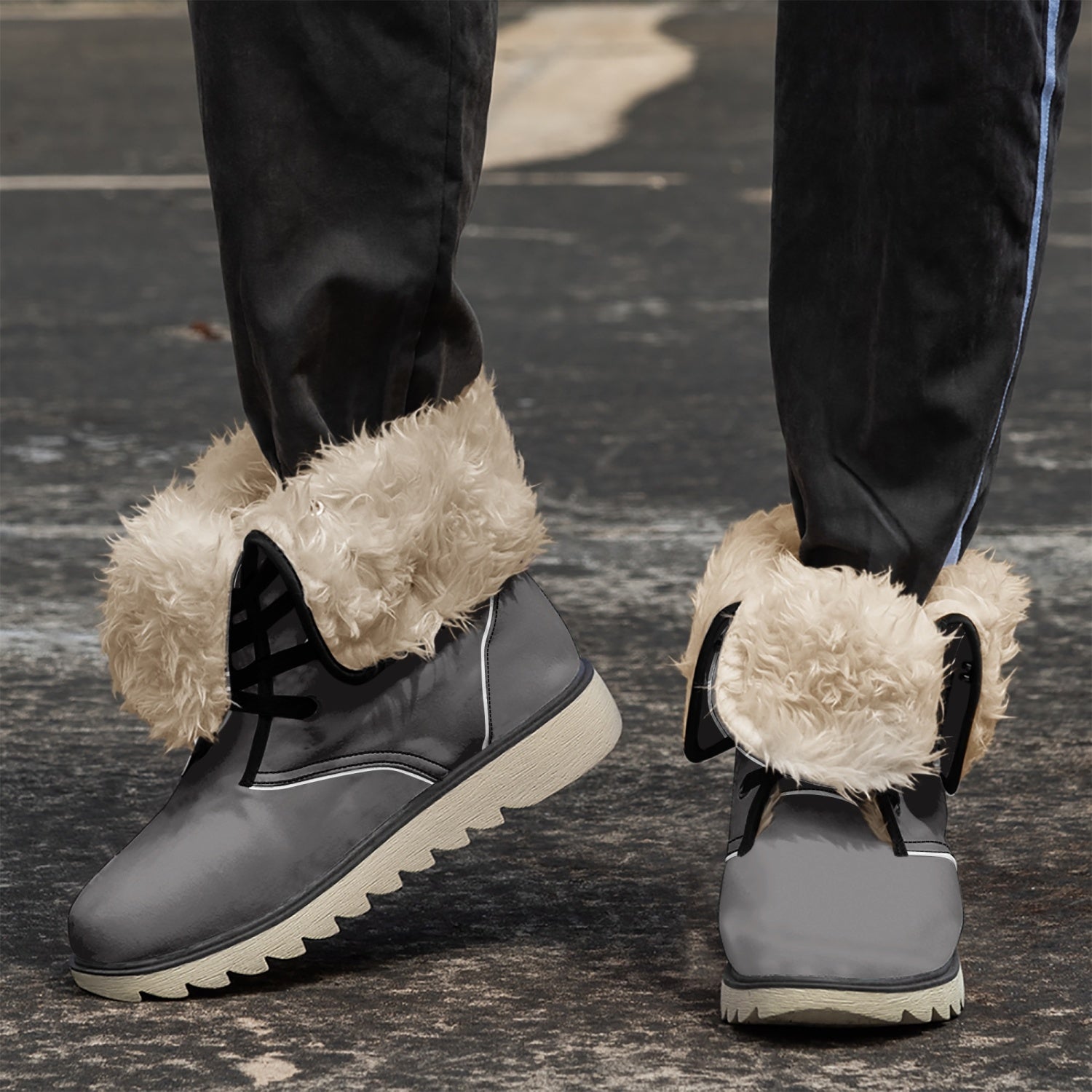 Cotton-pad Fur Lining Boots - Roses