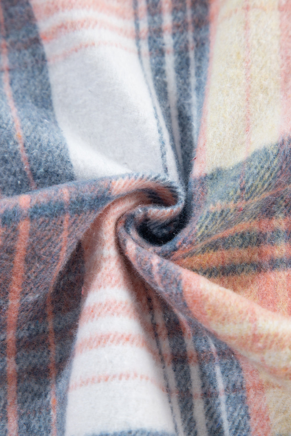 Cinnamon Plaid Corduroy Patchwork Pocket Loose Shacket - Roses