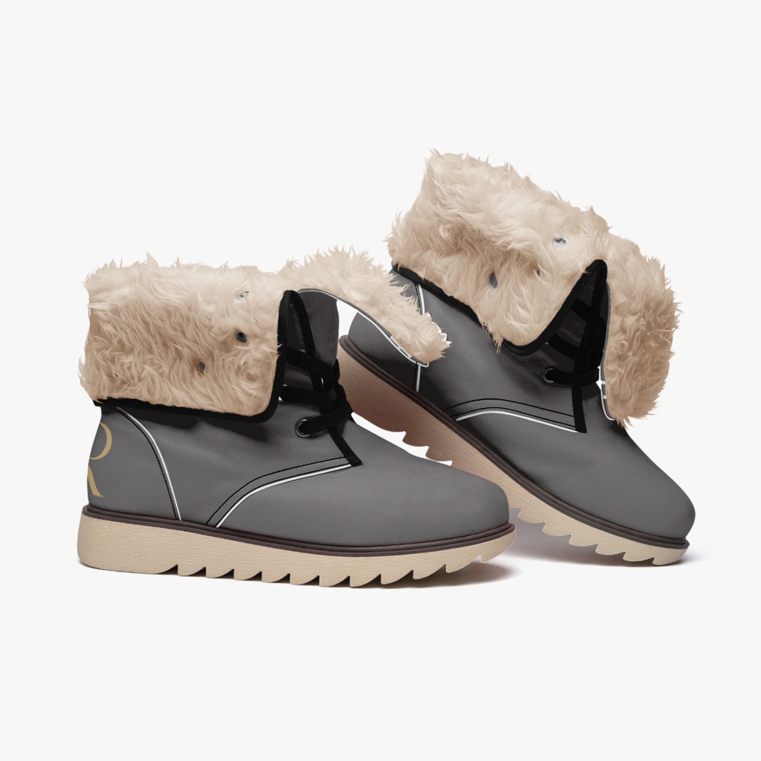Cotton-pad Fur Lining Boots - Roses