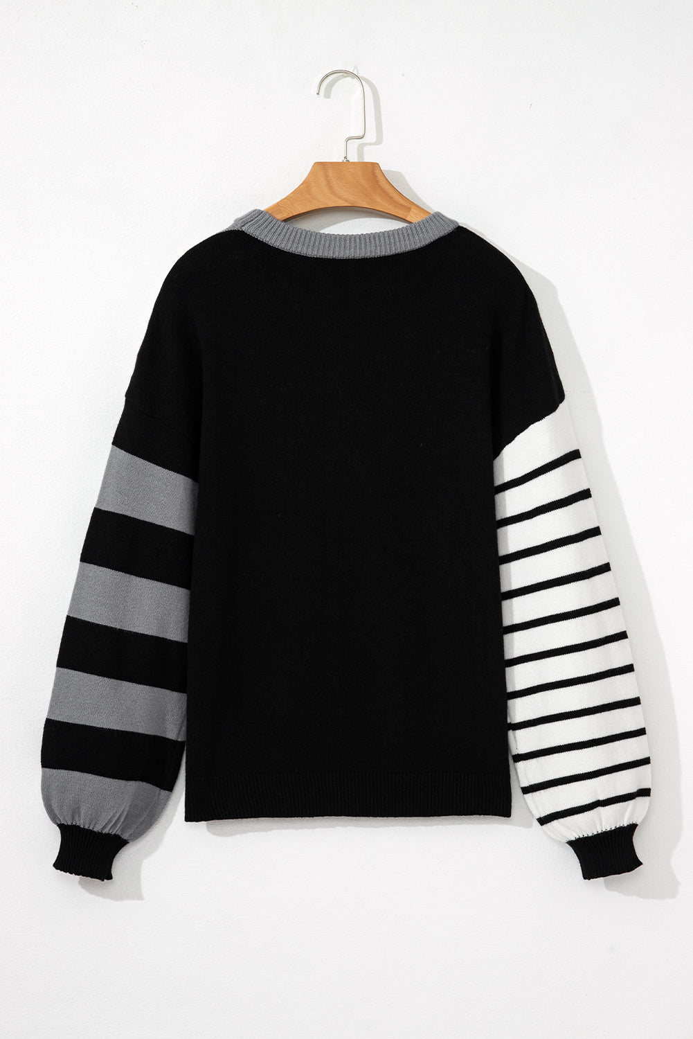 Orange Striped Colorblock Pullover Sweater - Roses