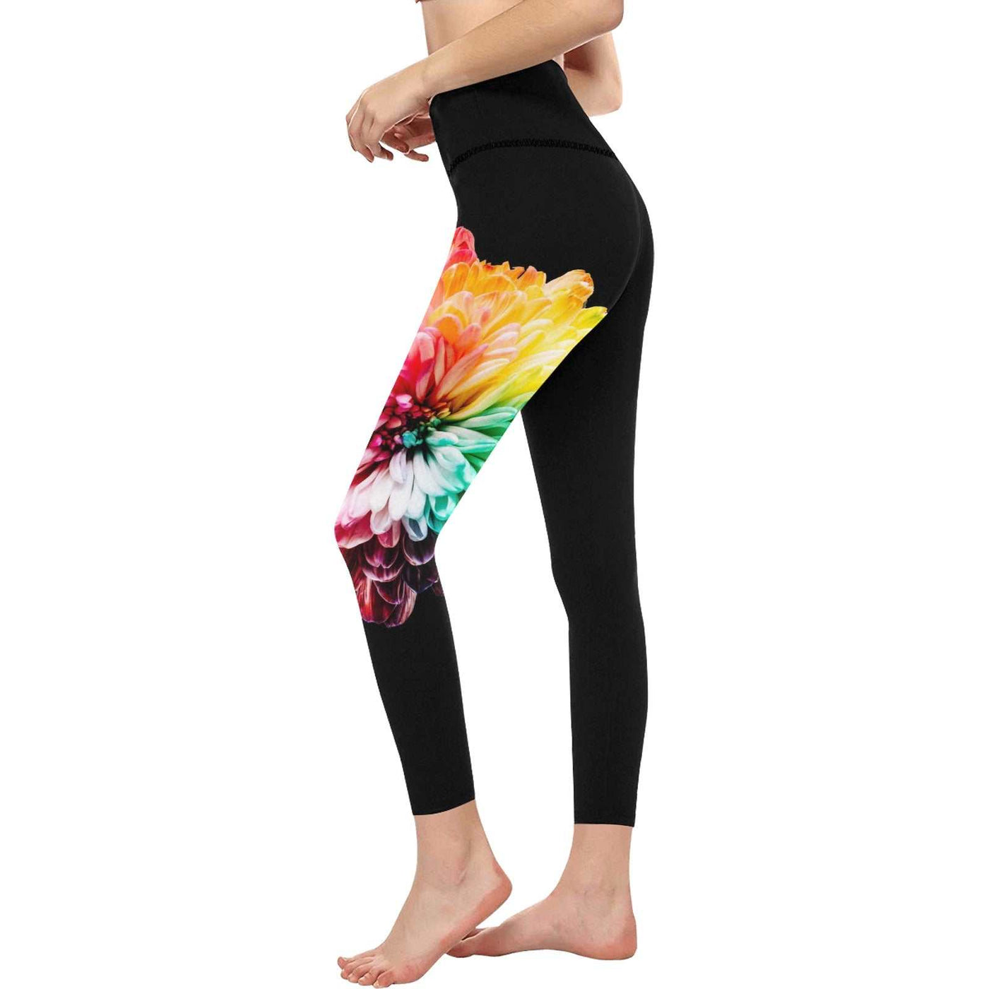 Women's High-Waisted Leggings (Model L36) - Roses