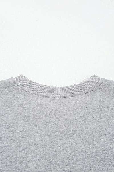 Sweat-shirt de cou rond à manche de gris gris clair