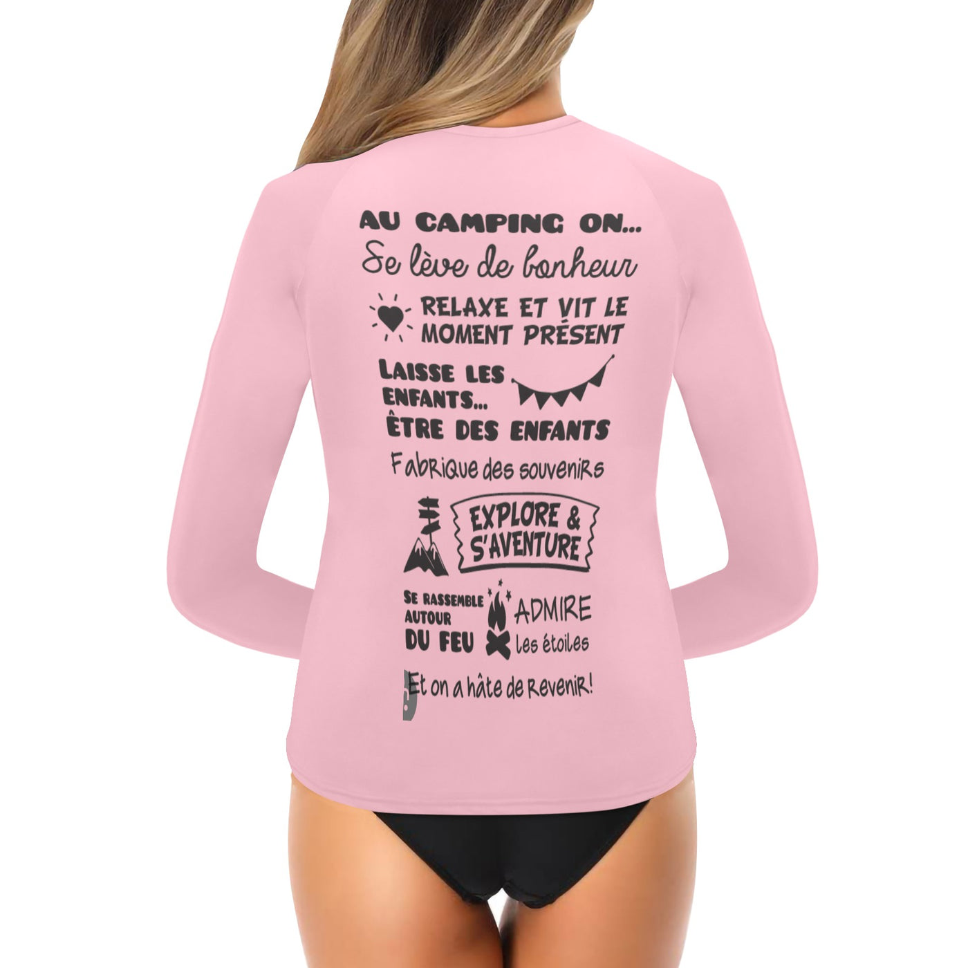 chandail UV camping 4 femme - Roses