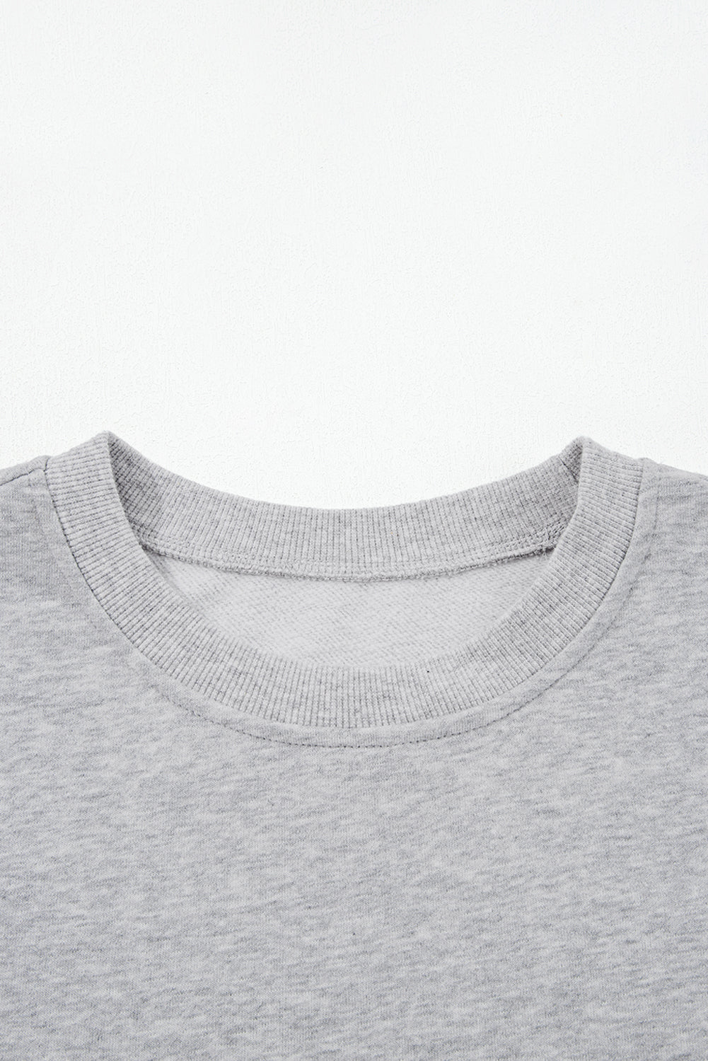 Sweat-shirt de cou rond à manche de gris gris clair