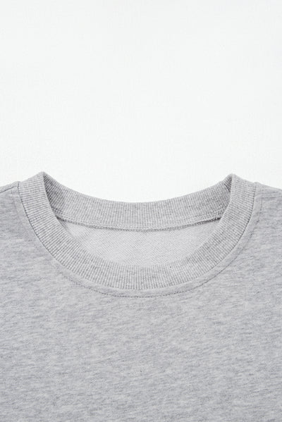 Sweat-shirt de cou rond à manche de gris gris clair